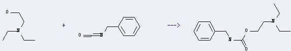 2-Diethylaminoethanol can react with isocyanatomethyl-benzene to get N-Benzyl-carbaminsaeure-(2-diethylamino-ethylester). 